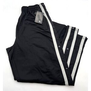 Colosseum Athletics Tearaway Track Pants Black Silver Snap Button‎ Sides XL New